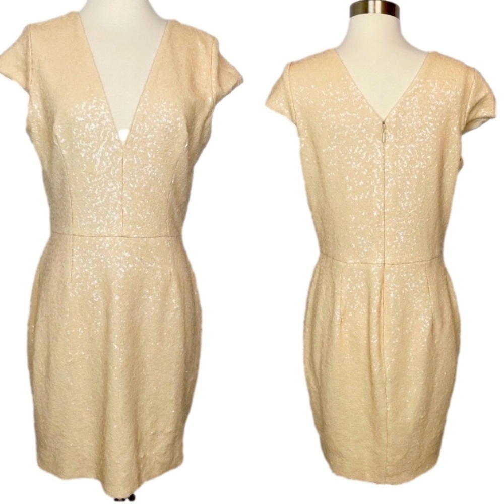 Dress the Population Zoe Sheath Bodycon Dress, Ivory Size Large